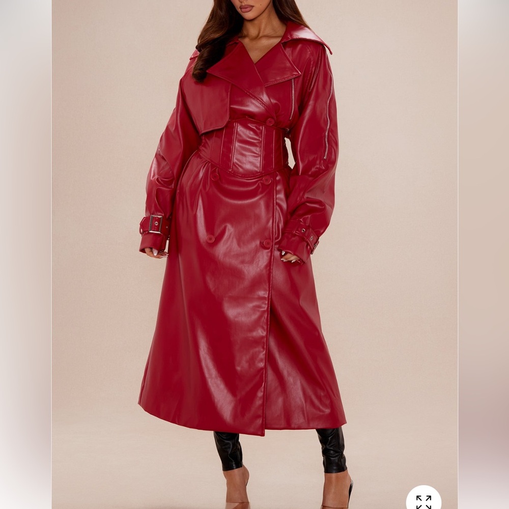 Red Faux Leather Jacket